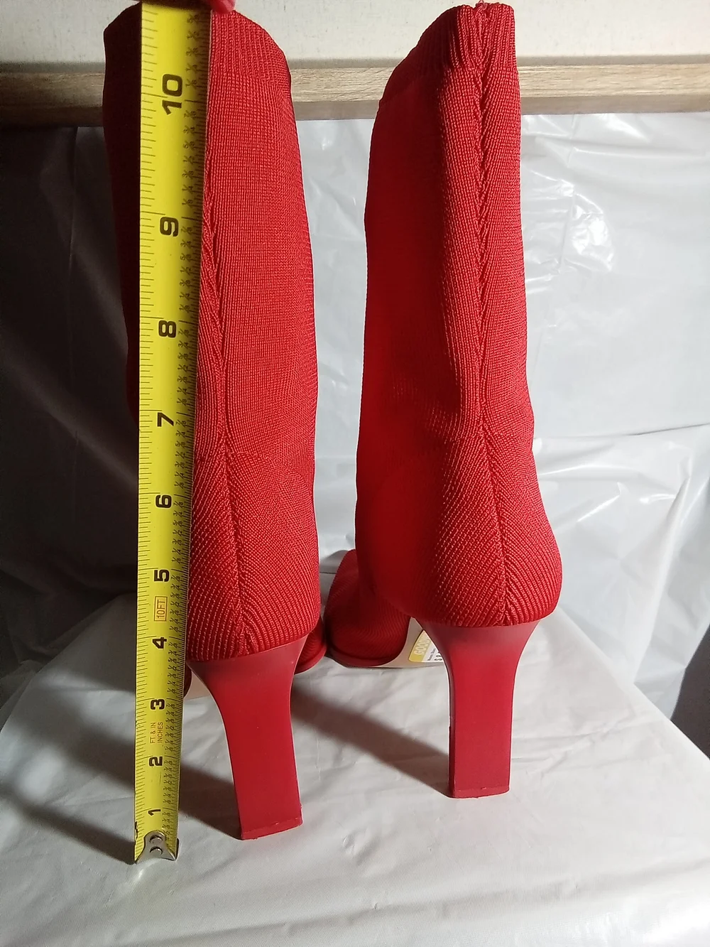 Stradivarius Red Knit Sock Ankle Boots - Picture 3 of 6